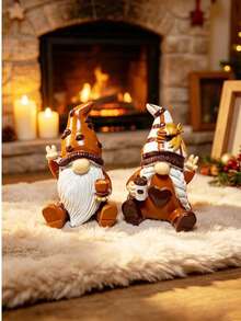 1pc Resin Coffee Cup Gnome Figurine, Faceless Gnome Statue, Suitable For Home Coffee Table Decor, Autumn Decoration, Desktop Ornament Gift - Multicolor - View 1