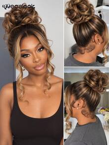 MEGALOOK 360 Lace Front Wig 1B/30 Highlighted Brown Water Wave 100% Human Hair Invisible Band Wear And Go Glueless Lace Front Wig Human Hair Pre-Plucked Hairline With Drawstring - SNATURAL/30 - View 4