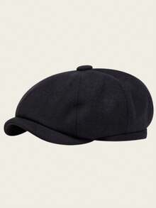 1pc Men's Wool Newsboy Cap, Fashionable Beret, Outdoor Casual Flat Cap, Solid Color, Suitable For Autumn/Winter Street, Business, Gatherings - Multiple Styles - View 3