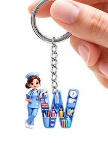 Móc khóa acrylic 2D chữ cái y tá, móc khóa chủ đề y tá độc đáo, 26 chữ cái, y tá, đồng phục y tá màu xanh, phụ kiện móc khóa, phụ kiện thời trang, móc khóa đồng bộ phù hợp cho nhiều dịp, quà tặng hoàn hảo cho bạn bè, trang trí chìa khóa xe, ba lô, điện thoại và túi xách, quà kỷ niệm hoàn hảo cho y tá và nhân viên y tế - Nhiều màu - Xem 18