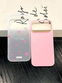 Pink Bow English Slogan Large Window Phone Case, Cover, Ins Girl Style Light Pink Background Scattered Bows And Stars Print Full Coverage 2-In-1 Protective Case, Ideal Gift For Birthday, Valentine's Day, Compatible With IPhone Case, Compatible With IPhone12/13/13 Pro Max/14 Pro/15/15 Pro Max/16/16 Plus/16 Pro Max/17/17 Pro/18 Pro/18 Pro Max, Fast Shipping - Pink - View 8