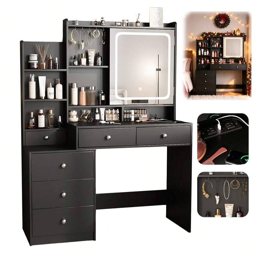 Vanities & Vanity Benches - Black - View 1