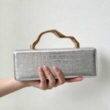MIYIN Fashion Glossy Crocodile Embossed Handbag, European And American Style Metal Decor Long Box Clutch, Elegant Luxury New Women's Party Clutch With Metal Chain, Suitable For Matching With Glamorous Dresses, Ideal For Summer Parties, Weddings, Gatherings, Grand Banquets And Other Occasions - Multicolor - View 5