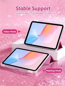 Ayotu Personalized Photo & Text Protective Case Compatible With IPad Air 4/5 10.9 Inch, 7/8/9 10.2 Inch, 11th Gen (A16) 11 Inch 2025, Glitter Cover Customized Protective Case, Built-In Pen Slot, Cute Style, Suitable For Girls, Back To School, Valentine's Day And New Year - Single-sided Printing - Rose Red - View 5