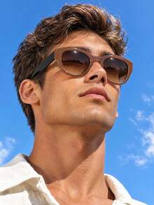 1pc New Cross-Border Personalized Tortoise Shell Cat Eye Fashion Glasses, European & American High-End Versatile Small Face Polygon Fashion Glasses, Unique Fashion Glasses For Men - Multicolor - View 3