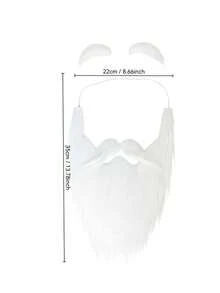 Santa Claus Fake Beard And Eyebrow Set - White Long Beard, Suitable For Christmas, Halloween, Cosplay Parties And Themed Events Costume Props - Multicolor - View 4