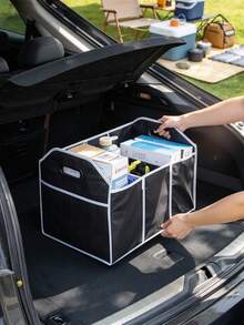 10/1Pc Foldable Car Trunk Organizer, Black Non-Woven Multi-Grid Storage Container, Keep Car Cargo Tidy, For Auto Rear Trunk, Travel Car Storage Supplies Car Trunk Storage Box, Car Storage Box, Multi-Functional Folding Storage Box Christmas Gifts - Multiple Styles - View 8