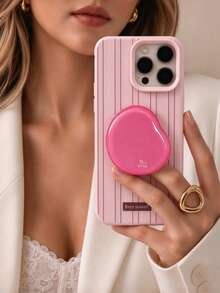 1pc Candy Color Easy Foldable Phone Holder, Suitable For All Mobile Phone Models, Anti-Fall And Anti-Scratch Soft Shell Material, Water Drop Bracket Design, One-Handed Grip To Prevent Slipping, Can Be Used For Watching Dramas, Live Broadcasts - Multicolor - View 4