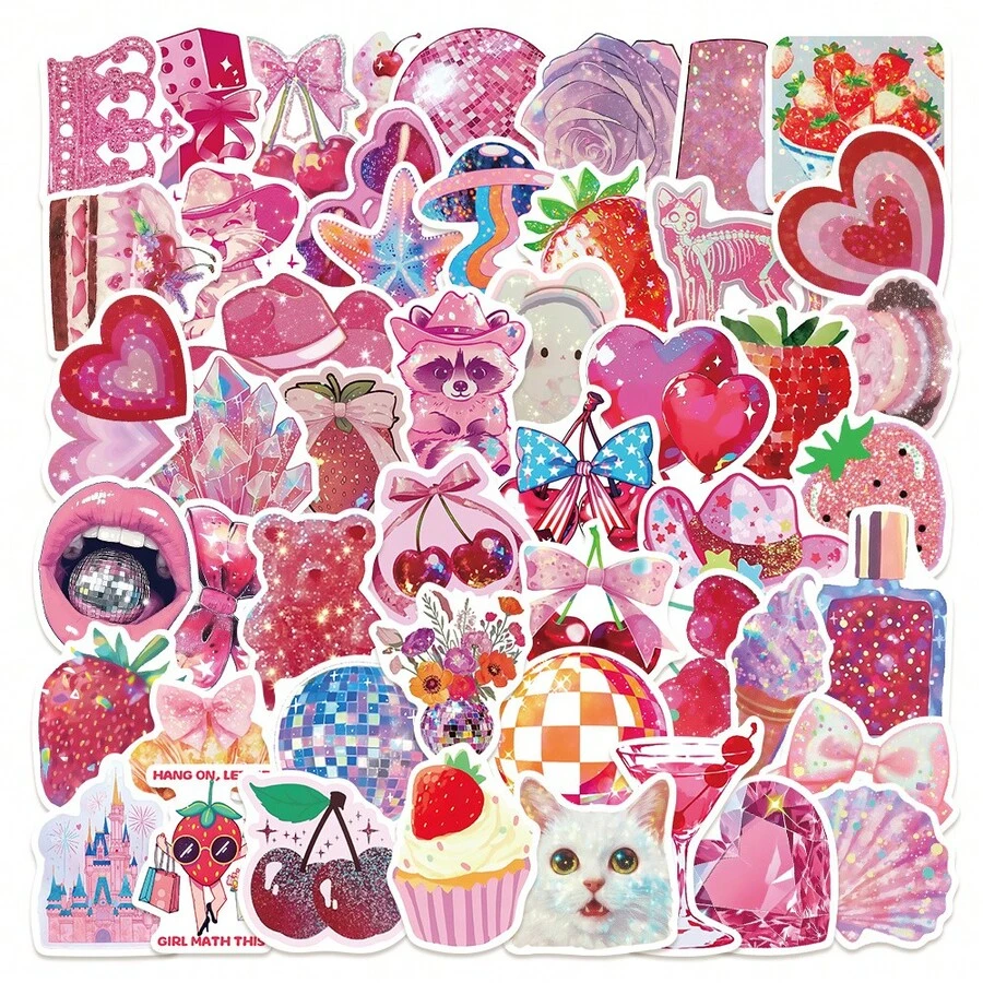 50Pcs Aesthetic Pink Cowgirl Vinyl Stickers, Cute Western Lucky Girl ...