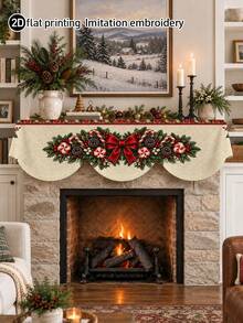 1pc,Christmas Style,Snowman,Santa Claus Print Fireplace Cloth,Christmas Home Decor,Christmas Decorations For Home,Christmas Home Decoration,Machine Washable,Hand Washable,Holiday Fireplace Decoration,Fireplace Cloth - Multicolor - View 11