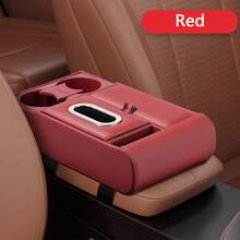 1pc Universal Car Armrest Pad, Armrest Box Heightening Pad, Storage Box, Tissue Box, Cup Holder, Multi-Functional Storage Organizer, Fashionable Car Interior Accessory, Black/Red/Beige/Coffee Brown, Multiple Colors Available - Multicolor - View 7