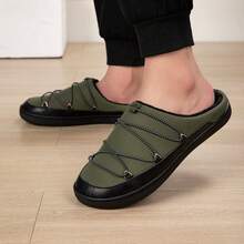 Men's Flat Warm Anti-Slip Comfortable Wear-Resistant Slip-On Indoor/Outdoor Slippers - Army Green - View 3