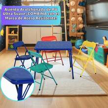 Juego de Mesa y Sillas Plegables Multicolor, Conjunto de 5 Piezas para Actividades, Comedor y Espacios de Trabajo, Diseño Compacto que Ahorra Espacio para Guarderías y Aulas - Multicolor - Ver 5