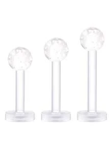 TOKRING 3pcs 16G Lip Rings Plastic Labret Studs,Snake Bite Piercing Lip Piercing,Colorful Flexible Acrylic Tragus Nail Helix Earring Stud,Length 6/8/10mm - 3pcs - View 7