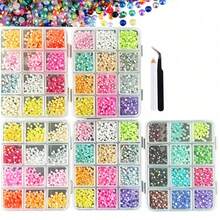 5 Boxes AB Nail Rhinestones, Y2K Round Resin Crystal Nail Charms, Everything Can Be Inlaid With Rhinestones, Includes Rhinestone Picker Tweezers, Dotting Pen, Suitable For Nails, Insulated Cups, Phone Cases, Reusable - Multicolor - View 8