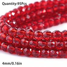 95pcs 4mm Colorful Faceted Round Glass Spacer Beads For Handmade DIY Beaded Bracelets, Necklaces, Phone Chains, Car Decor, Scene Decoration Accessories Loose Beads - Faceted Beads - View 15