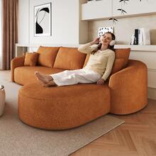 Wooden Sofa 266 * 168 * 85 Cm With Comfortable Seating For Living Room - Orange - View 2