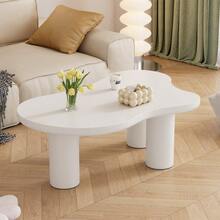 Irregular Cloud Shape Coffee Table, 107cm Length, 66cm Width, 40.5cm Height, MDF Table Top And PVC, With Felt Pad - White + MDF + PVC - View 6