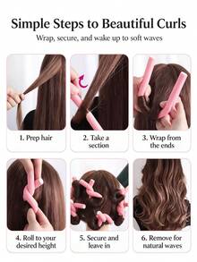 6/4/1pc Extra Large Heatless Hair Curlers, Soft Material Doesn't Damage Hair, Create Big Waves Hairstyle, Suitable For Long Or Medium Hair Voluminous Curling Rods, Soft Curling Rods - Multicolor - View 6