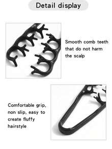 1pc Of Men's Fluffy Styling Comb, High Skull Artifact, Portable Hair Grabbing Artifact, Home Hairdressing Comb - Black - View 6