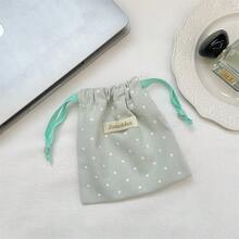 Macaron Color Polka Dot Drawstring Storage Bag, Travel Portable Cinch Top Small Cloth Pouch, Cosmetic Organizer Bag - View 4