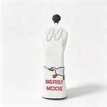 Cute White Goose Embroidered Golf Club Headcover, PU Fabric, Fun Cartoon Pattern, Dust-Proof Protective Golf Accessory - White - View 7