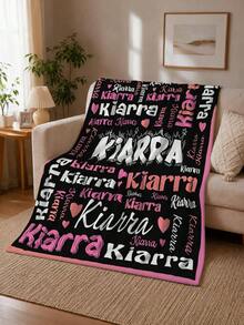 1pc Customizable Name Blanket, Personalized Name Flannel Throw Blanket, Super Soft Warm Polyester Fleece Blanket, Customized Birthday Gift For Family, Lovers, Friends, Personalized Commemorative Gift, Memory Collection, Very Suitable For Bedroom And Living Room Use - Multicolor - View 7