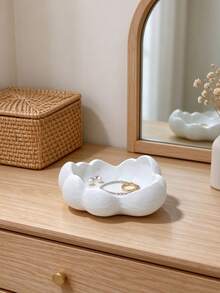 Ins Cream Style 3D Printed Petal Cloud Storage Tray, Rounded Wavy Edge Design, Vanity Jewelry Organizer, Entryway Key & Coin Holder, Atmospheric Artistic Desktop Decor - Multicolor - View 6
