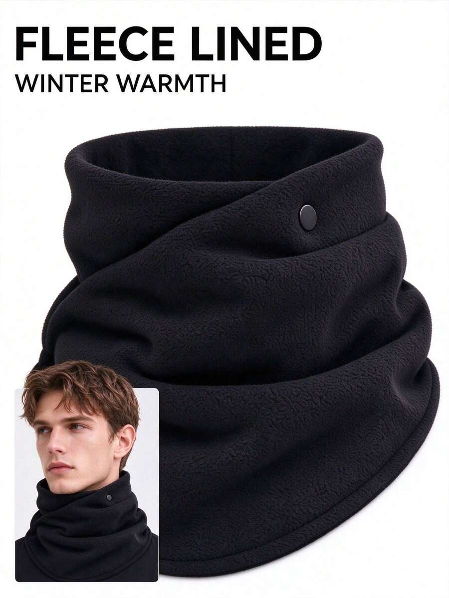 Button Adjustable Fleece Neck Gaiter For Men, Windproof Thick Winter Neck Warmer, Soft Polar Fleece Scarf, Outdoor Ski Cycling Cold Weather Neck Cover - Multicolor - View 1