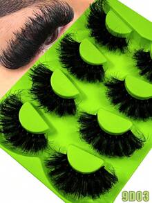 4 Pairs 9D 20-25mm Thick Faux Mink Eyelashes, Voluminous And Eye-Catching, Dramatic Curly Long Thick False Eyelashes, Multi-Layered Cross-Over Lashes, Reusable For Party And Celebration Dramatic Look - Black - View 1