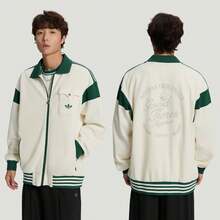 Adidas Women's Colorblock Patchwork Letter Print Dual Pocket Zipper Front Casual Sports Jacket - White - View 2
