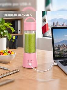 Mini Portable USB Rechargeable Blender 380 Ml Smoothies Pink Ricolandia Group - Below 0.5L - View 7
