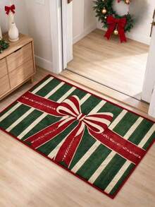 1 buah Keset Dekorasi Pita Natal Motif Garis Hijau & Putih, Cocok Untuk Keset Pintu Masuk, Karpet Kecil, Keset Selamat Datang, Karpet, Alas, Keset Luar Ruangan, Karpet Dapur, Dekorasi Rumah, Keset Pintu Depan, Karpet Area Kecil, Alas Luar Ruangan, Dekorasi Rumah, Karpet Area, Karpet Taman, Karpet yang Dapat Dicuci - MultiWarna - View 3