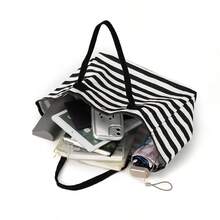 1pc 2026 Striped Commuter Tote Mommy Canvas Bag Women's Handbag Large Capacity New Style Handbag Shoulder Bag YG - Striped Bag - View 6