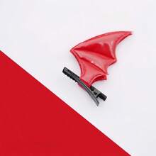 2pcs/Set Halloween Bat Wing Hair Clips, Elegant Street Style, Polyester Hair Clips, Halloween Everyday Wear - Red - View 4