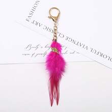 1pc Gradient Feather Keychain, Metal Leaf Bag Charm, Bohemian Pendant, Backpack Handbag Decor, Birthday Holiday Gift - Multicolor - View 7