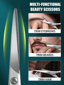 LRIS Stainless Steel Grooming Scissors Set, Round-Tip Nose Hair Scissors And Fine-Tip Eyebrow Scissors, Serrated Blade Suitable For Facial Hair, Beard, Eyebrows, Portable Unisex Personal Grooming Tool - View 4