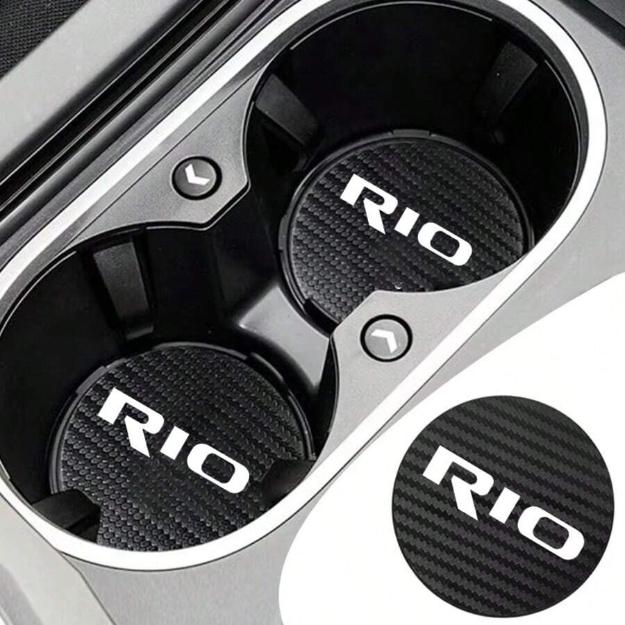 2pcs Or 4pcs Carbon Fiber Style Car Cup Holder Liners, Non-Slip Cup Holder Inserts, Car Interior Accessories For KIA RIO - A - View 1
