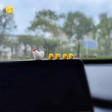 5pcs/Set Cute Miniature Chicken Car Decoration Accessories Including Car Interior Ornament, Inner Dashboard Decor, Control Panel Decor, Rearview Mirror Decor - A - View 4