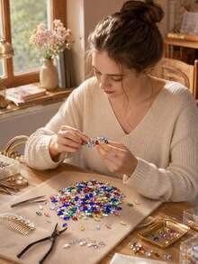 50/100/200Pcs Marquise Pointback Acrylic Rhinestones, No Hole DIY Bling Gems For Phone Case, Garment & Bag Decoration - Multicolor - View 3