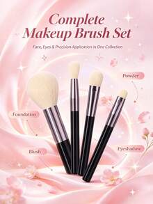 7Pcs Makeup Brush Set,Complete Beauty Tools Collection For Foundation, Blush, Eyeshadow & Powder Makeup - Black - View 5
