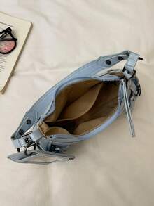 2026 Autumn New Glossy PU Motorcycle Underarm Bag With Small Hanging Bag, Cool Personalized Girl's Shoulder Bag - Shoulder Bag - View 8