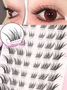 60 Clusters C-Curl Fox-Style Seductive False Eyelashes, 3D Layered Design To Define Eye Contour, Glue-Free Self-Adhesive, Soft Texture For Charming Atmospheric Eye Makeup, Quick Application For Beginners - C - View 1