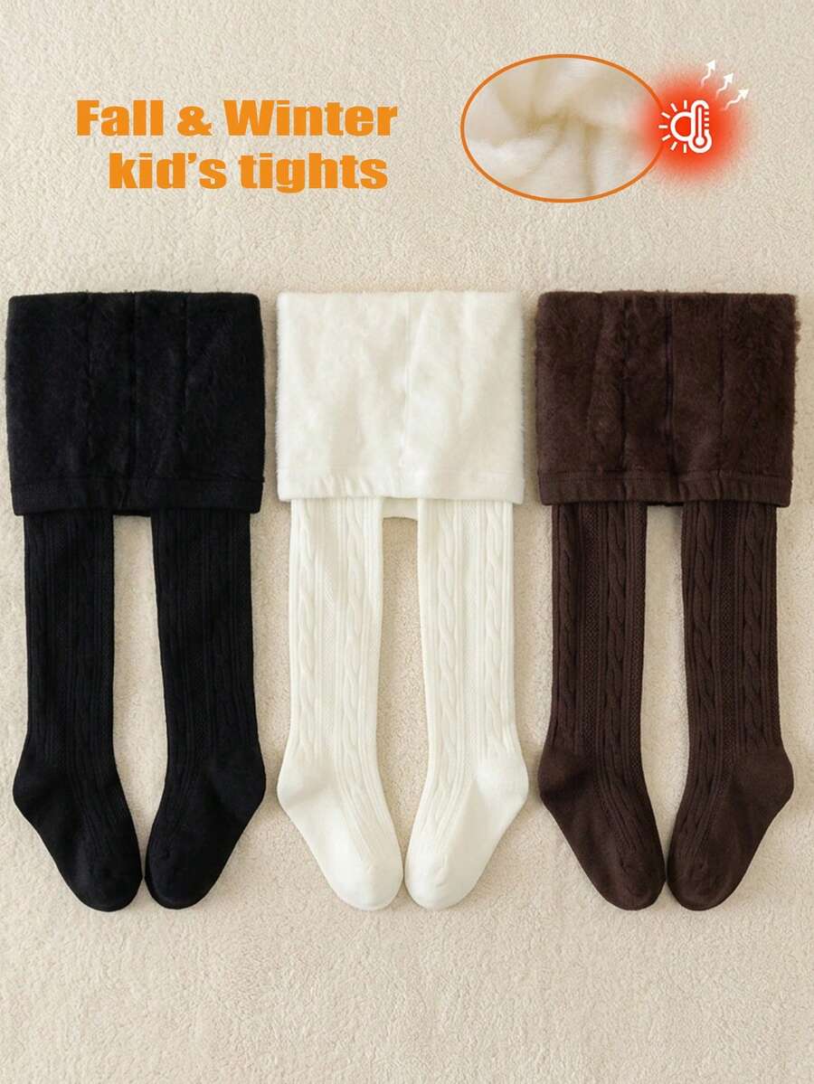 [Autumn/Winter] 1/3 Pairs Infant Thickened Tights, Classic Solid Black ...