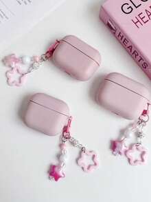 Leather-Textured Earphone Case Compatible Compatible With Airpods Case Cover With Strap Scratch Protective Case Compatible With Airpods 5/4/Pro 2/Pro3/Pro Lightweight Plastic Cover Compatible With Apple Wireless Earbuds Cases With Laser Star Pendant Or Rose Pendant - Multicolor - View 9