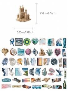 50 miếng nhãn dán PET chủ đề đại dương huyền ảo, nhãn dán trang trí tự dính cho scrapbook, nhật ký và đồ thủ công DIY - Một cỡ - Xem 2