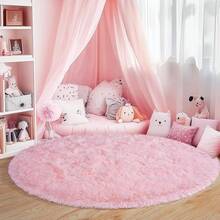 1pc Pink Ultra Soft Fluffy Area Rug,Hexagon Rugs For Princess Tent,Round Rug For Bedroom,Cute Shag Rugs For Girls Room,Plush Carpet For Kids Room Tent Castle Home Decor,Shaggy Floor Carpet For Living Room,Bedroom,Room Decor,Accent Rug,Floor Covering - Pink - View 12