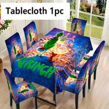 The Grinch The 4pcs Green Monster Themed Christmas Tablecloth And Chair Cover Set; Christmas Decoration, Perfect For Parties And Birthdays, Party Decor Supplies - Multicolor - View 13