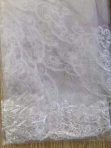 1pc Double Layer Lace Applique Bridal Veil, Women's Wedding Accessory, White/Beige, Autumn Women's Clothing - Multicolor - View 3