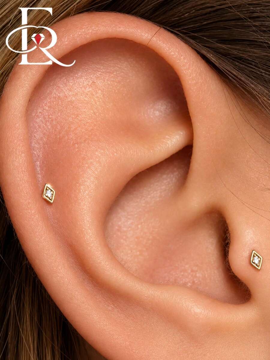 EleRunis 1pc 925 Sterling Silver Tiny Zirconia Push-Back Earring 6/8 ...